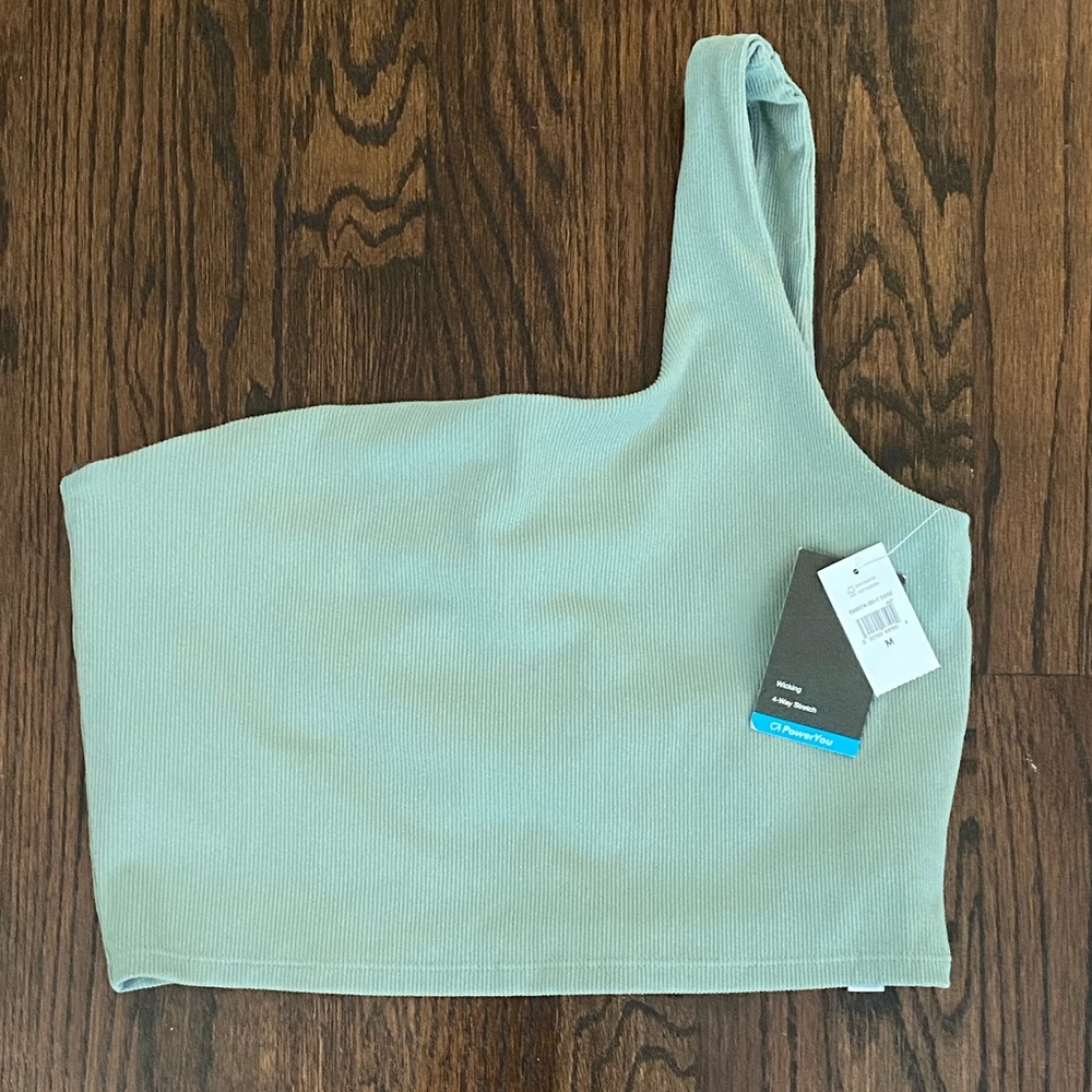 Power You Green One Shoulder Workout Bralette